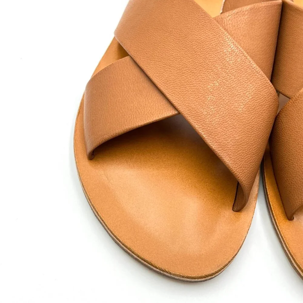 Slaye Womens EU 37 US‎ 7 Brown Leather Slip On Sandals Slides Shoes - Picture 4 of 13